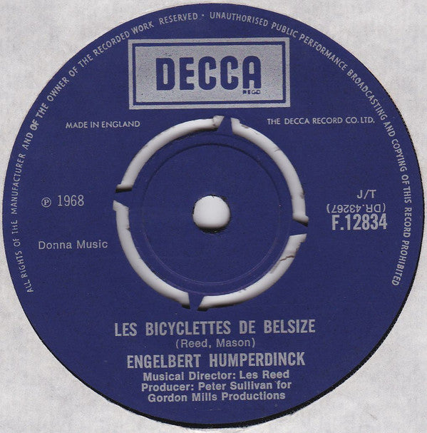 Engelbert Humperdinck : Les Bicyclettes De Belsize / Three Little Words (I Love You) (7")