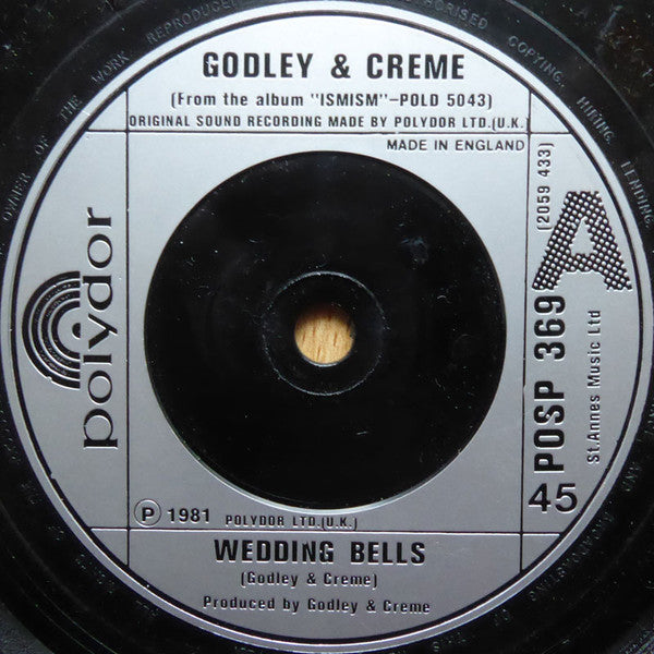 Godley & Creme : Wedding Bells (7", Single, Inj)