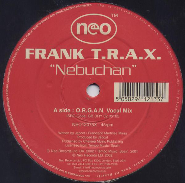 Frank T.R.A.X. : Nebuchan (12",45 RPM)