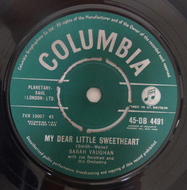 Sarah Vaughan : My Dear Little Sweetheart (7", Single)