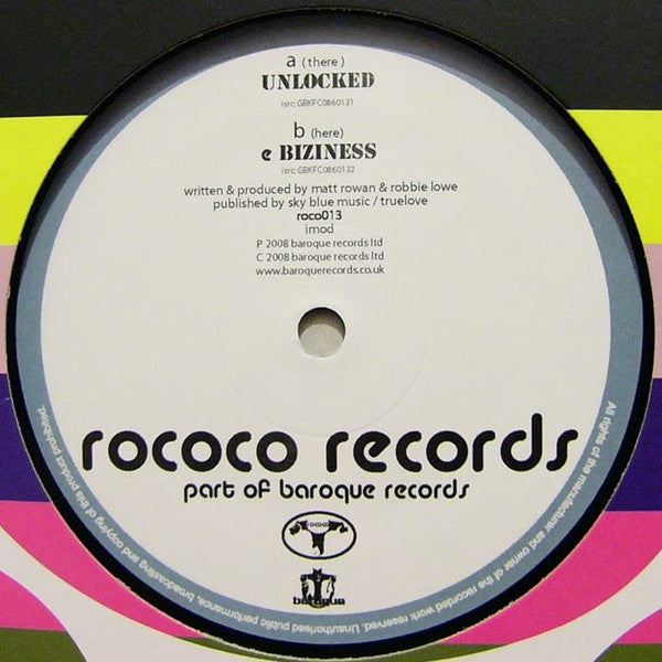 Matt Rowan & Robbie Lowe : Unlocked / Biziness (12")