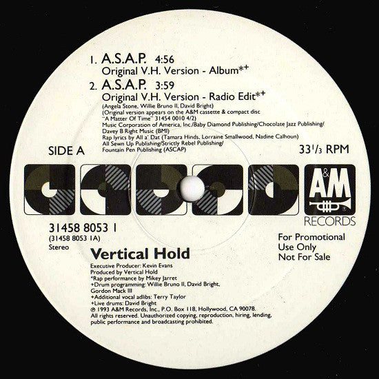 Vertical Hold : A.S.A.P. (12",33 ⅓ RPM,Promo)