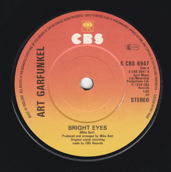 Art Garfunkel : Bright Eyes (7", Single, RE)