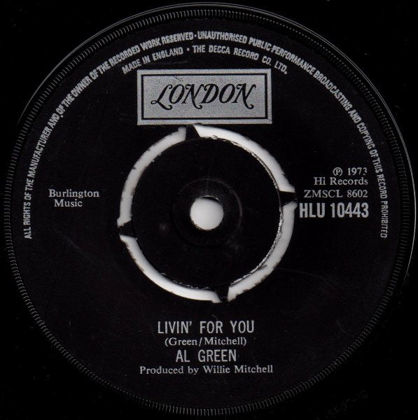 Al Green : Livin' For You (7",45 RPM)