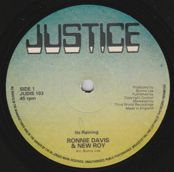 Ronnie Davis & New Roy : Its Raining / Baby Why (12",45 RPM)