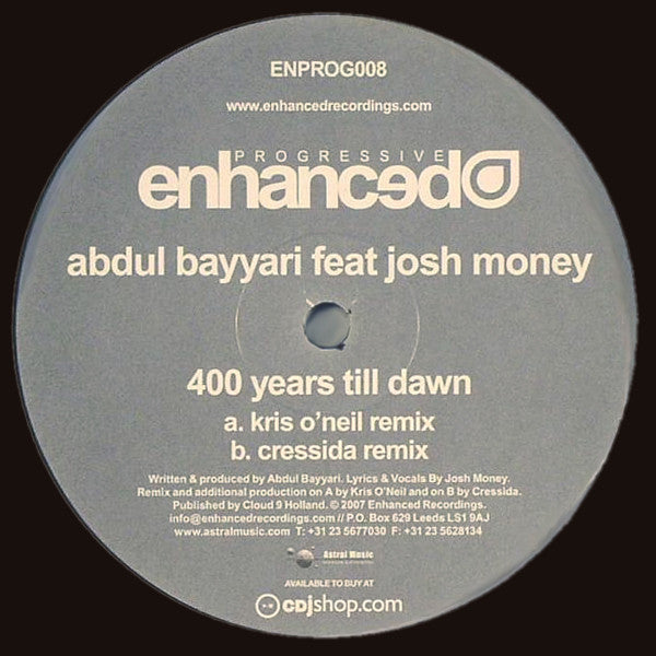 Abdul Bayyari Feat Josh Money : 400 Years Till Dawn (12")