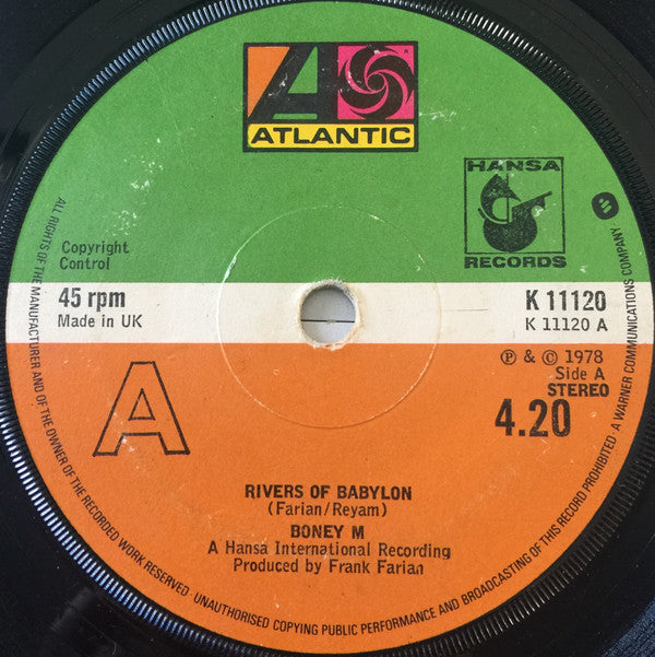 Boney M. : Rivers Of Babylon (7", Single)