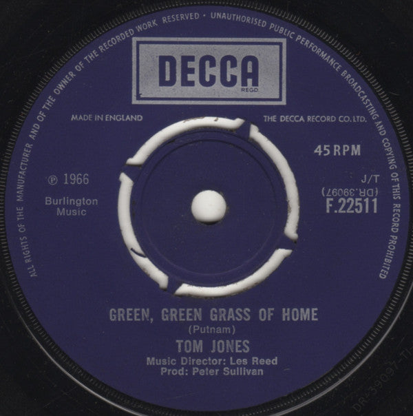 Tom Jones : Green, Green Grass Of Home (7", J/T)