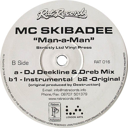 Skibadee : Man-A-Man (12", Ltd)