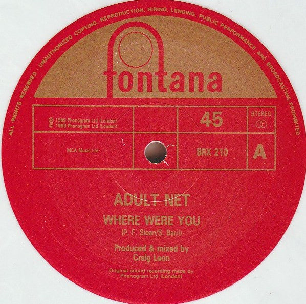 Adult Net : Where Were You (10", Ltd, Num, Whi)