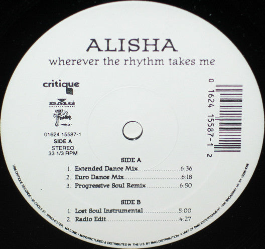 Alisha : Wherever The Rhythm Takes Me (12")