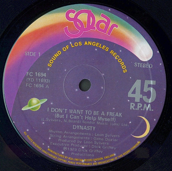 Dynasty : I Don't Want To Be A Freak (But I Can't Help Myself) (12", Single)