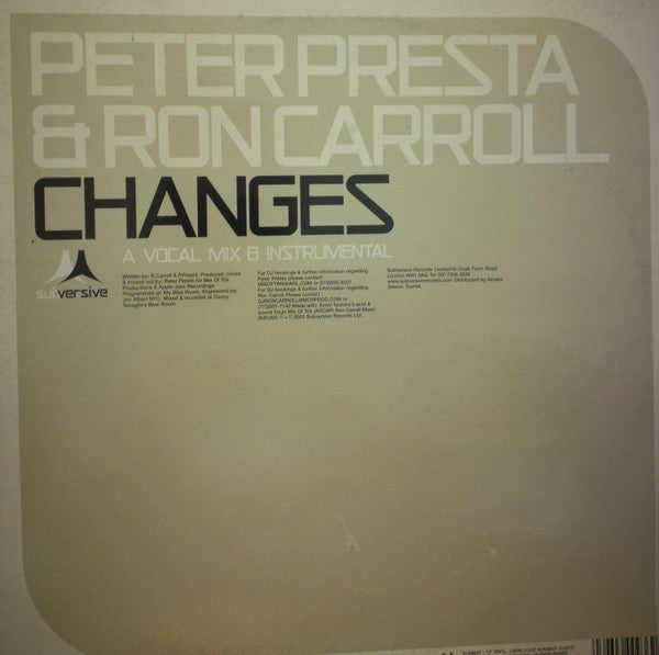 Peter Presta Feat. Ron Carroll : Changes (12")