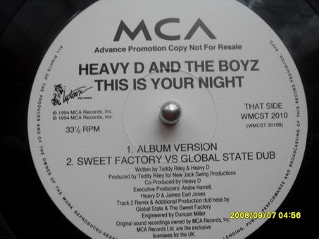 Heavy D. & The Boyz : This Is Your Night (12", Single, Promo)