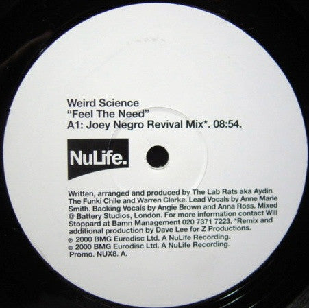 Weird Science : Feel The Need (12", Promo)