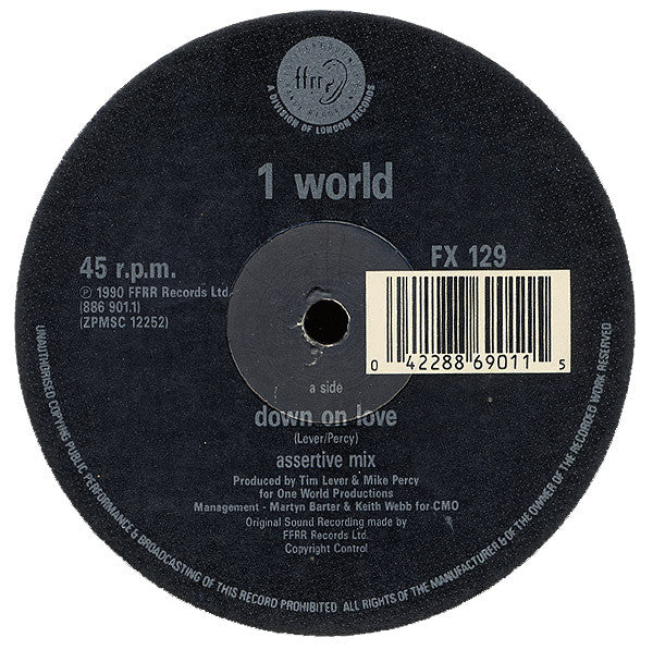 1 World : Down On Love (12", Single)