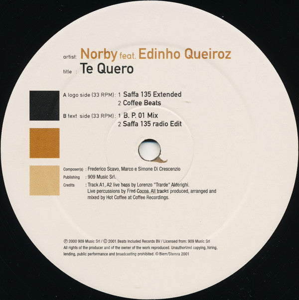 Norby Feat. Edinho Queiroz : Te Quero (12", Gen)