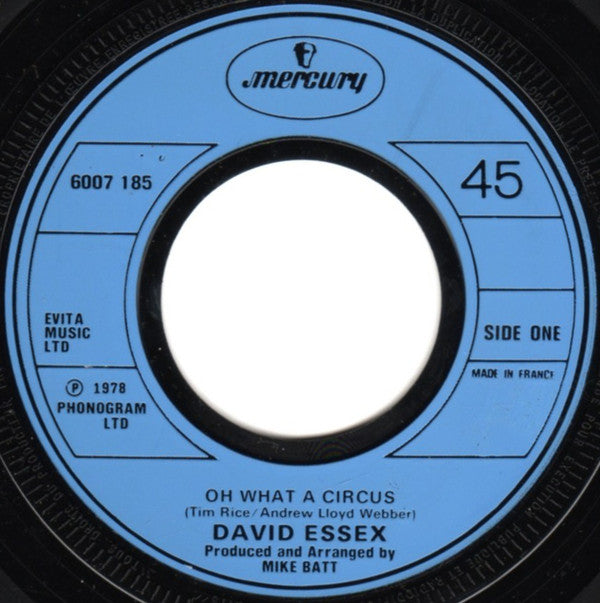 David Essex : Oh What A Circus (7", Single, Blu)