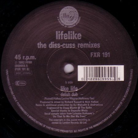 Lifelike (2) : Like Life (The Diss-Cuss Remixes) (12")