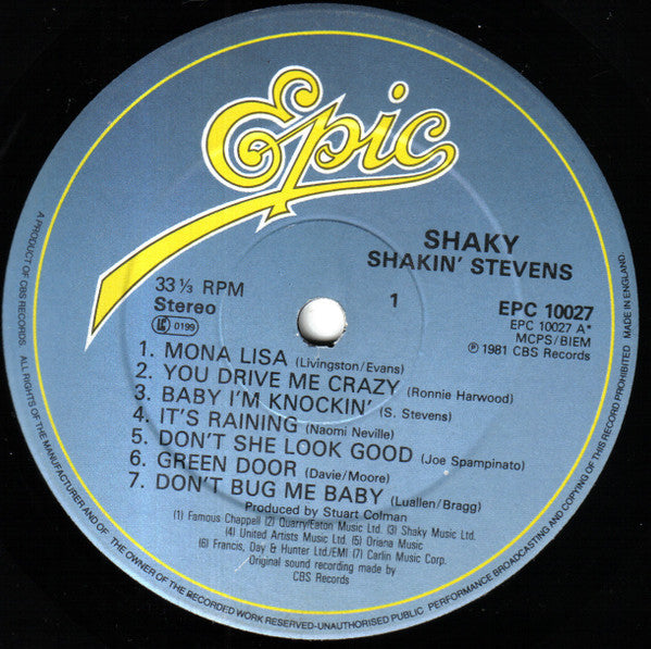 Shakin' Stevens : Shaky (LP, Album)