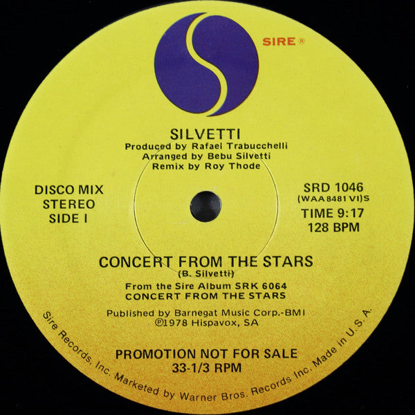 Bebu Silvetti : Concert From The Stars / Sun After The Rain (12",33 ⅓ RPM,Promo)