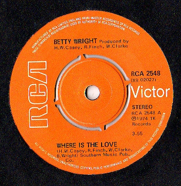 Betty Wright : Where Is The Love (7",45 RPM,Single)