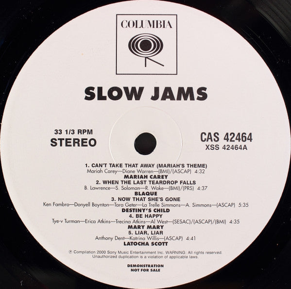 Various : Columbia Slow Jams (12",33 ⅓ RPM,Compilation,Promo,Sampler)