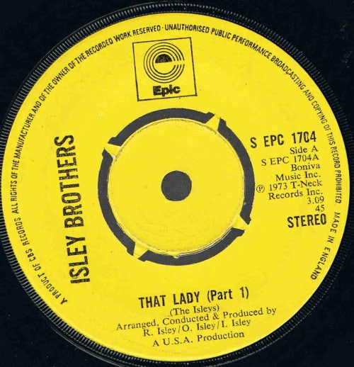 The Isley Brothers : That Lady (Part 1) (7", Single, Kno)