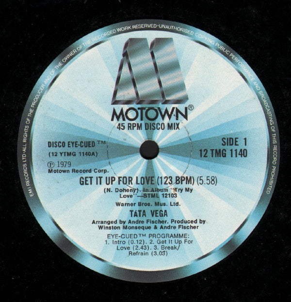 Tata Vega : Get It Up For Love (12",45 RPM,Single)