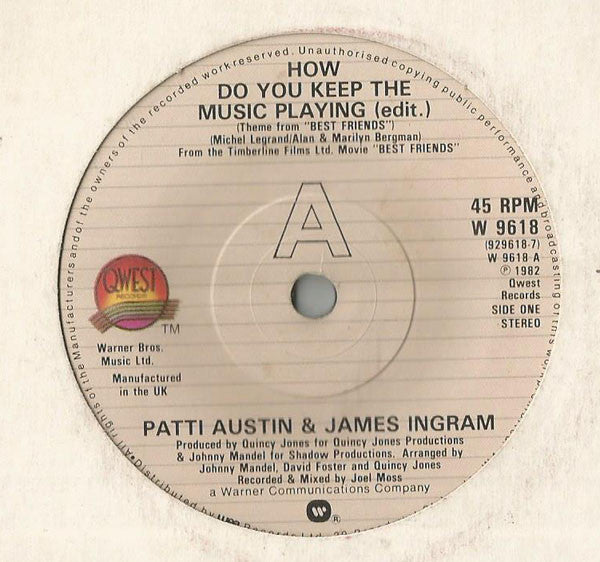 Patti Austin & James Ingram : How Do You Keep The Music Playing (7",45 RPM)