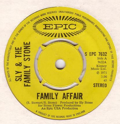 Sly & The Family Stone : Family Affair (7",45 RPM,Single)